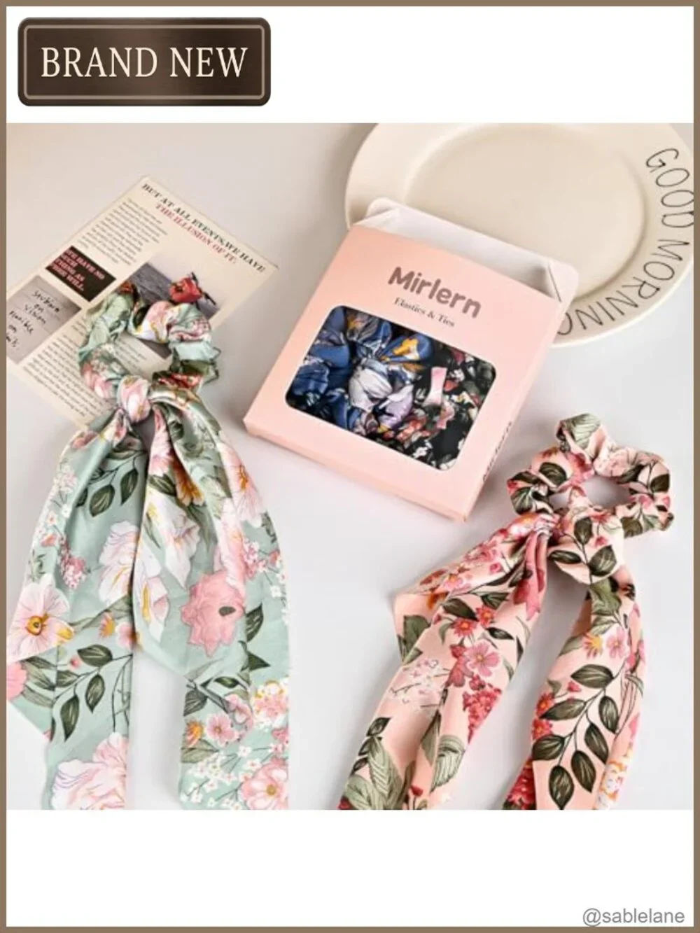 Satin Hair Scarf Scrunchies Set of 4 No Damage Hair Ties for Women